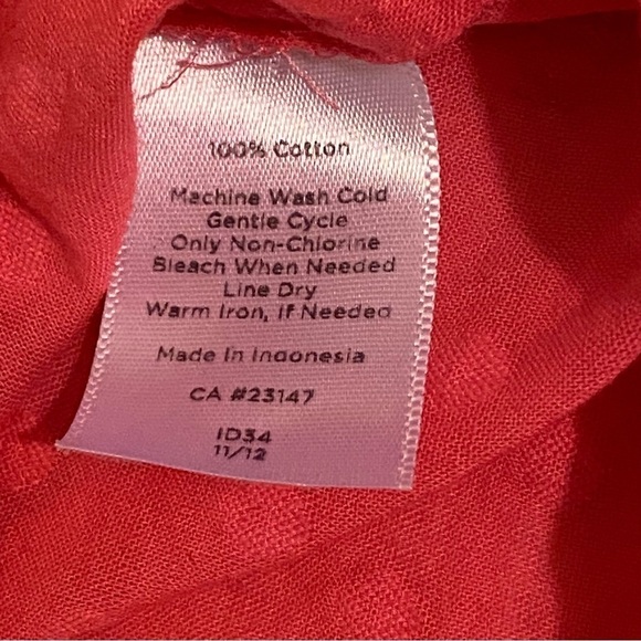 TALBOTS Women’s Size 1X Button Up Blouse Top Swiss Dot Pink Shirt Long Sleeve - Picture 6 of 8